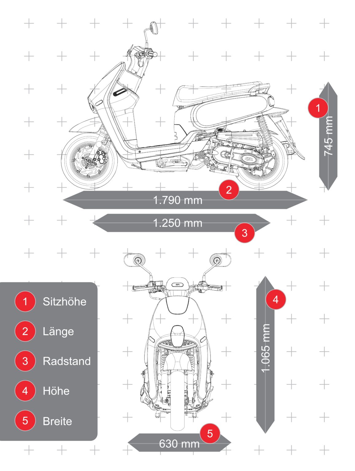 SYM CLBCU 50 Modell 2026 Abmessungen