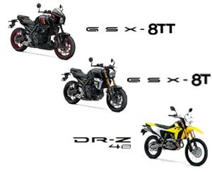 Neue Motorradmodelle GSX-8T, GSX-8TT und DR-Z4S